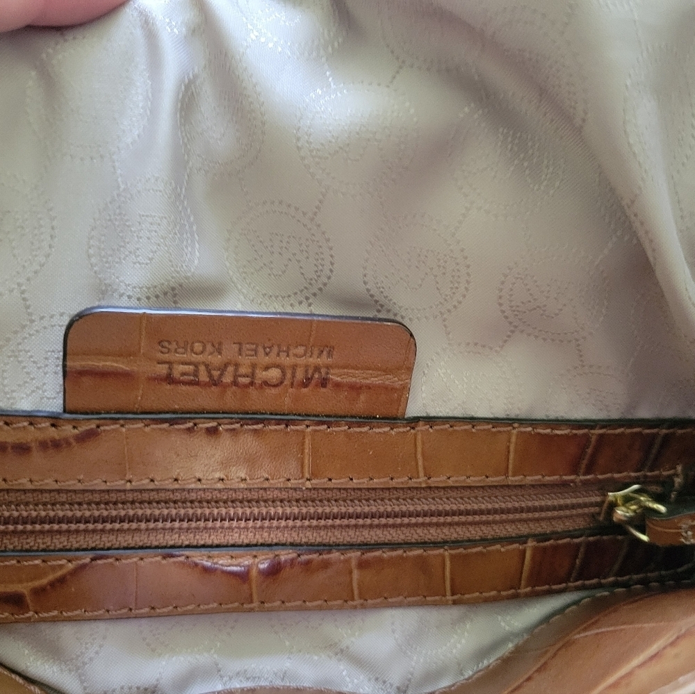 Micheal Kors Brown Crocodile Embossed Leather Handbag Cross Body Purse - Picture 7 of 7